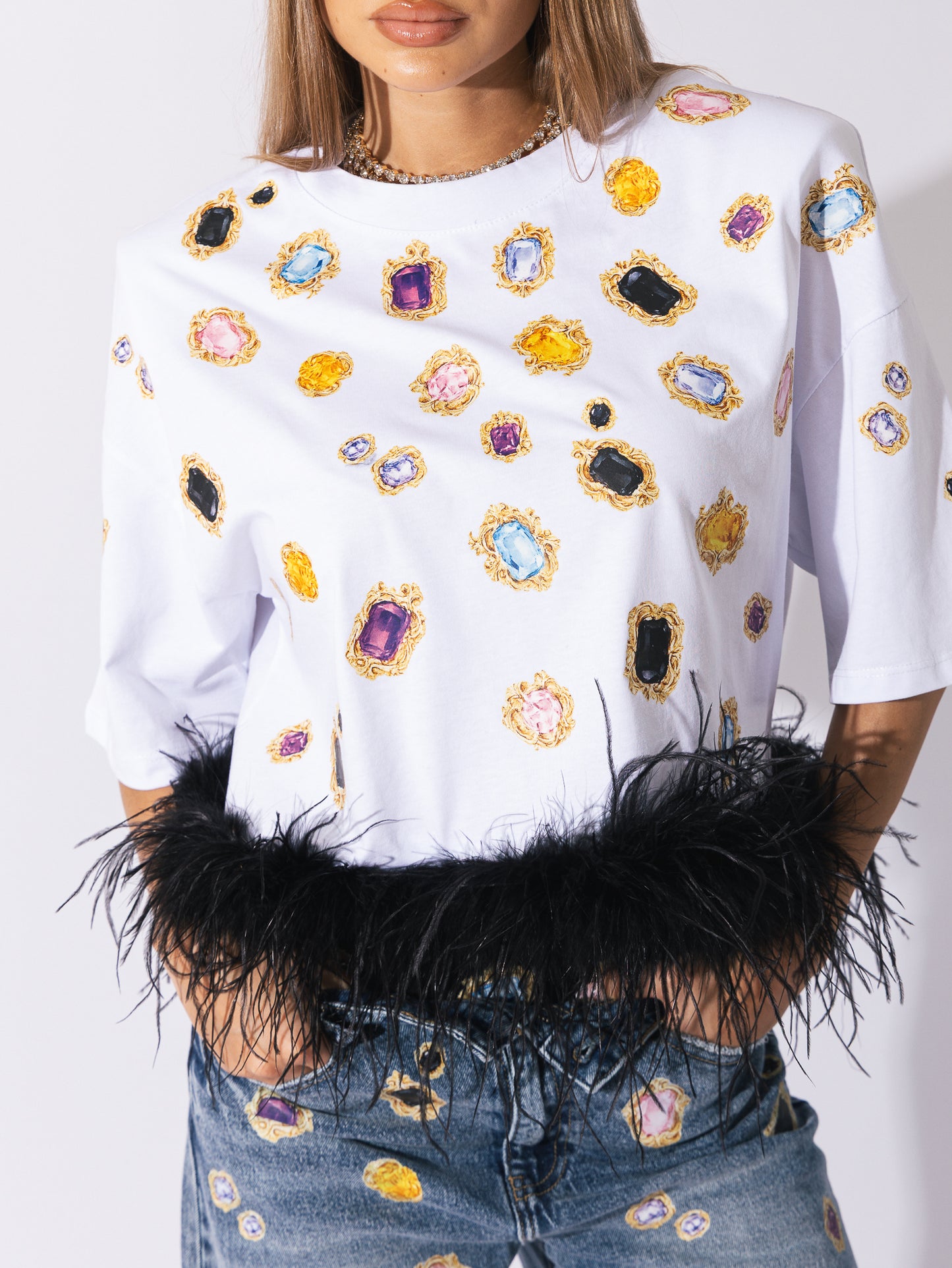 T-shirt bijoux piume