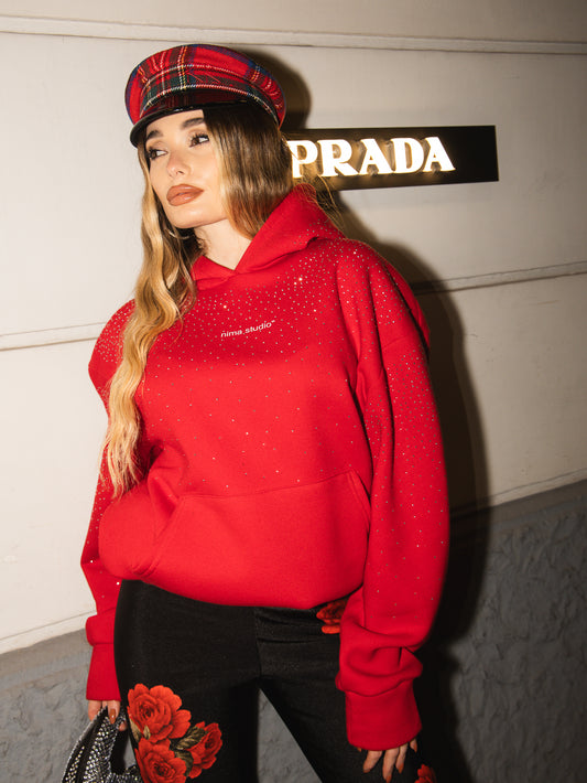 Combo felpa strass rosso