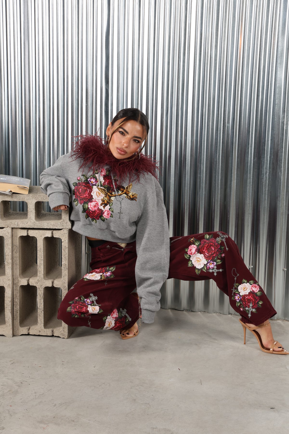 Denim ballon bordeaux sacra