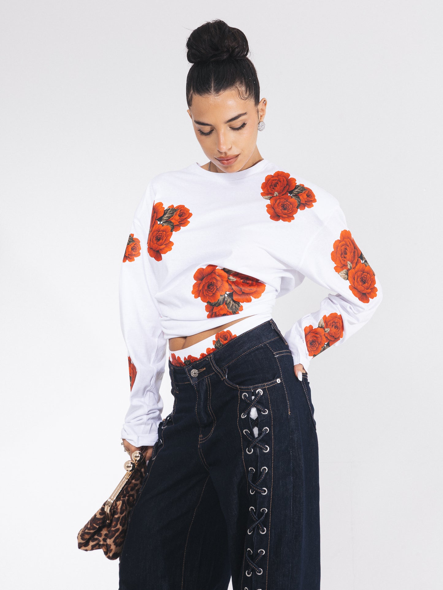 T-shirt manica Rose rosse 3D