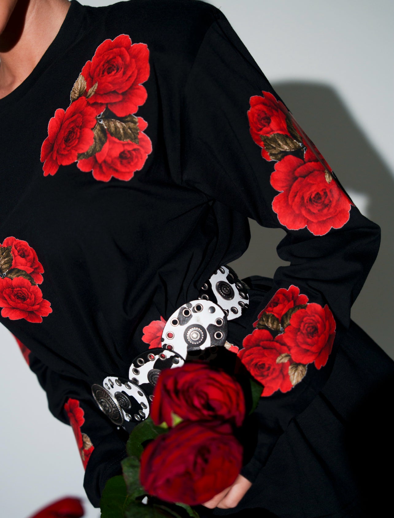 T-shirt manica Rose rosse 3D