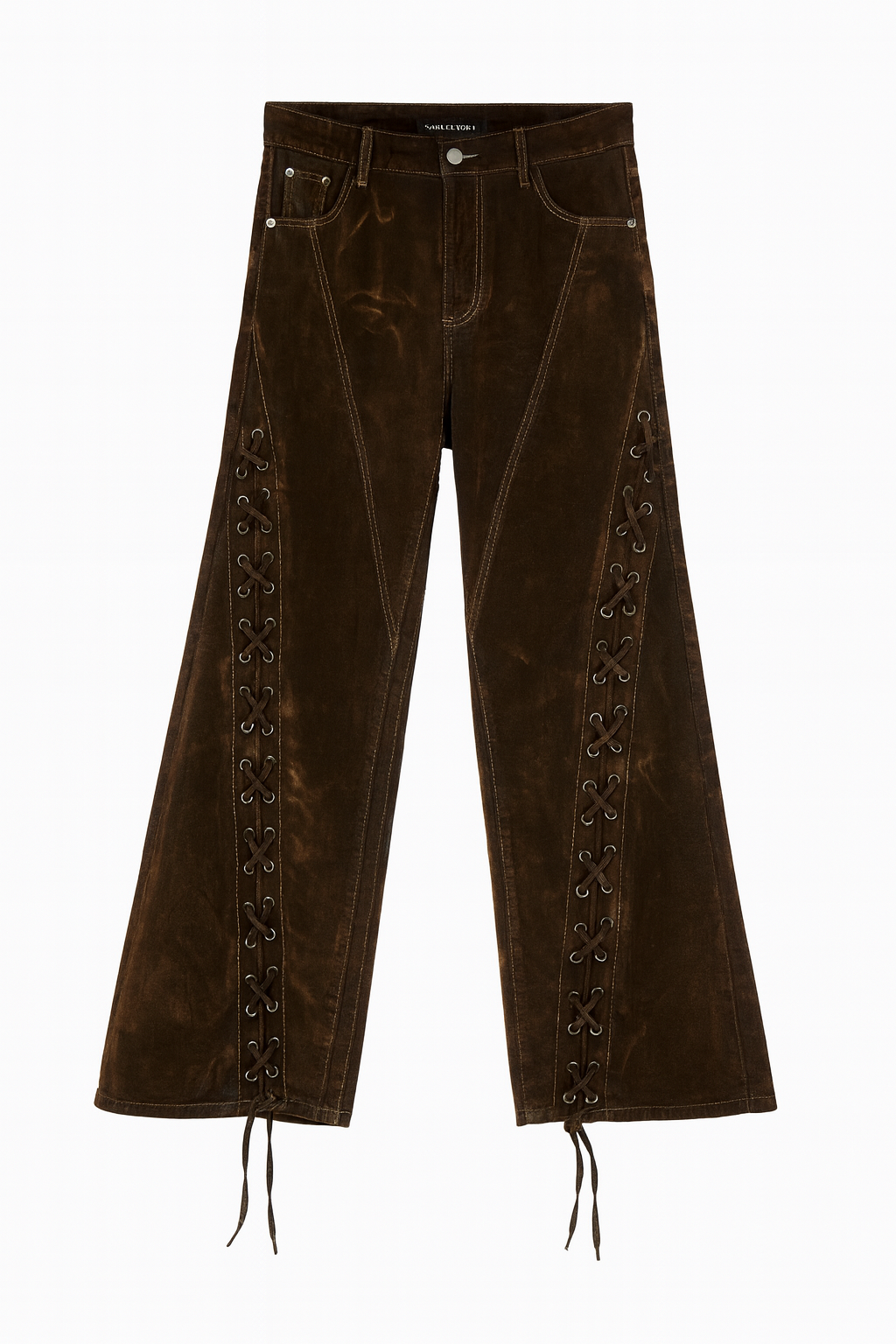 Pantaloni dritti effetto scamosciato