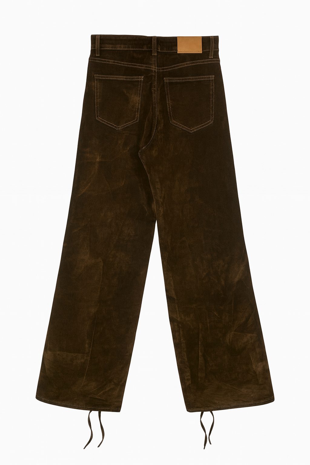 Pantaloni dritti effetto scamosciato