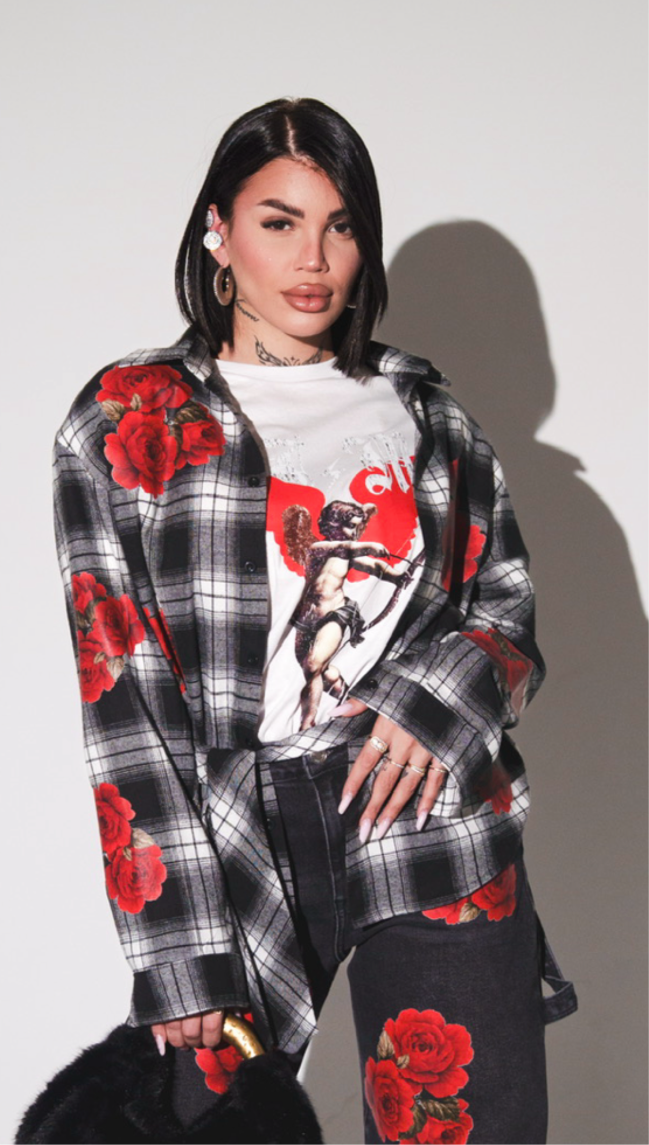 T-shirt manica lunga stampa effetto vintage