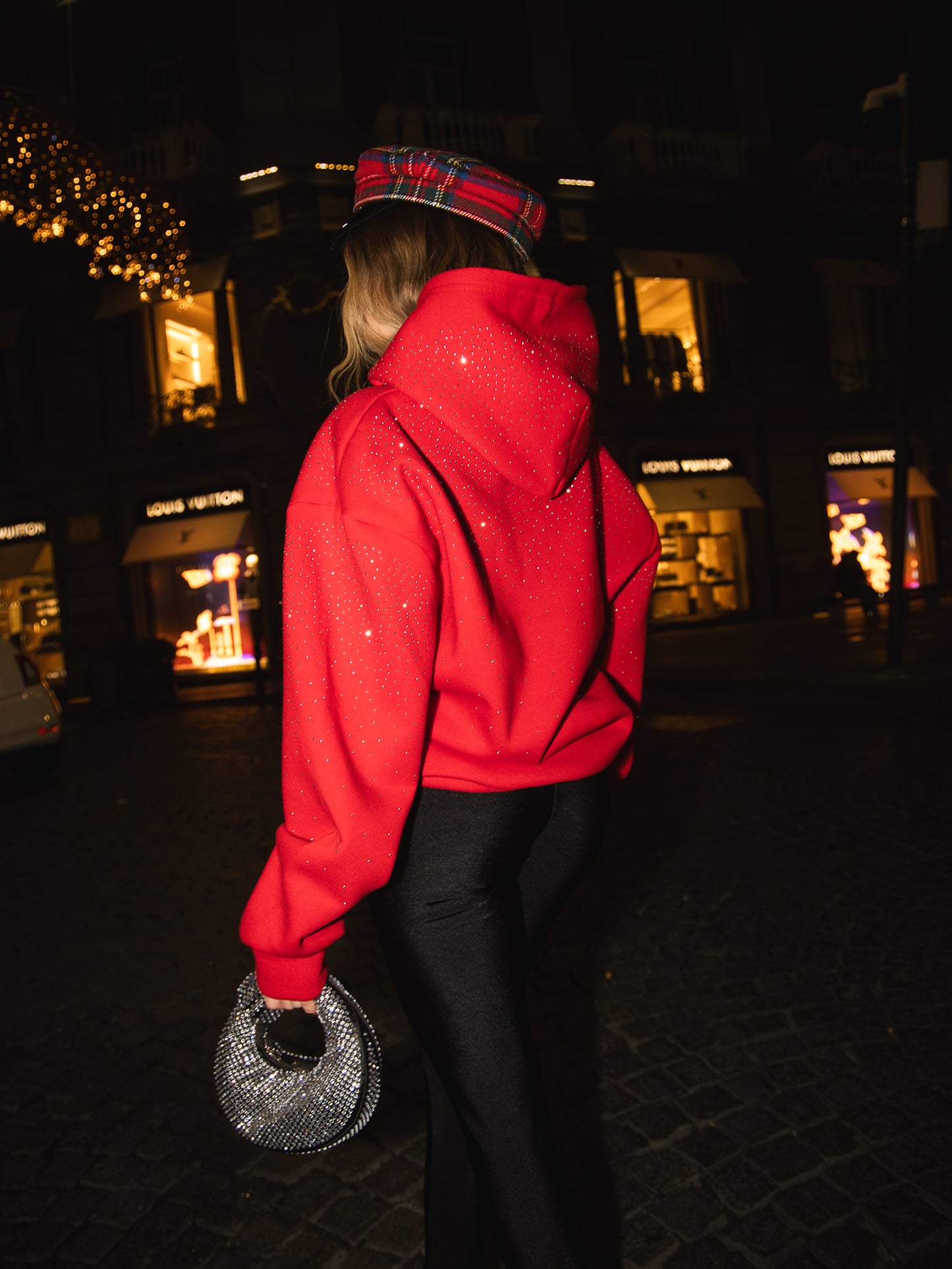 Combo felpa strass rosso