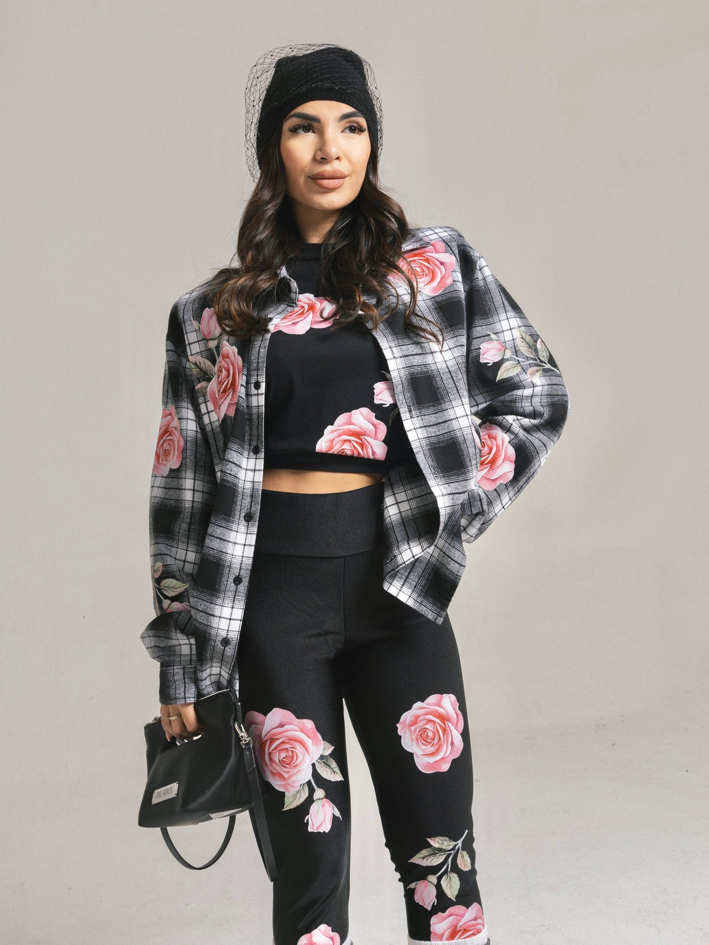 Camicia flanella quadri rose rosa