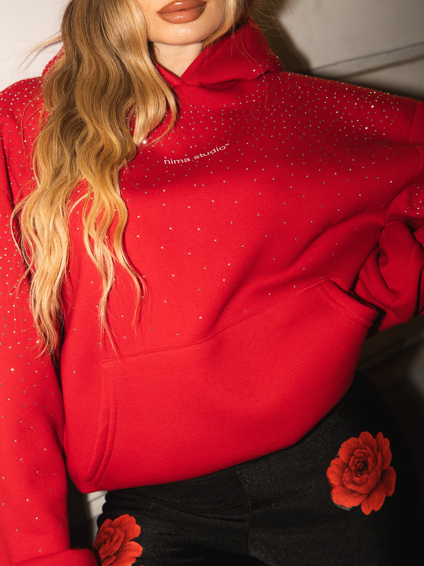 Combo felpa strass rosso