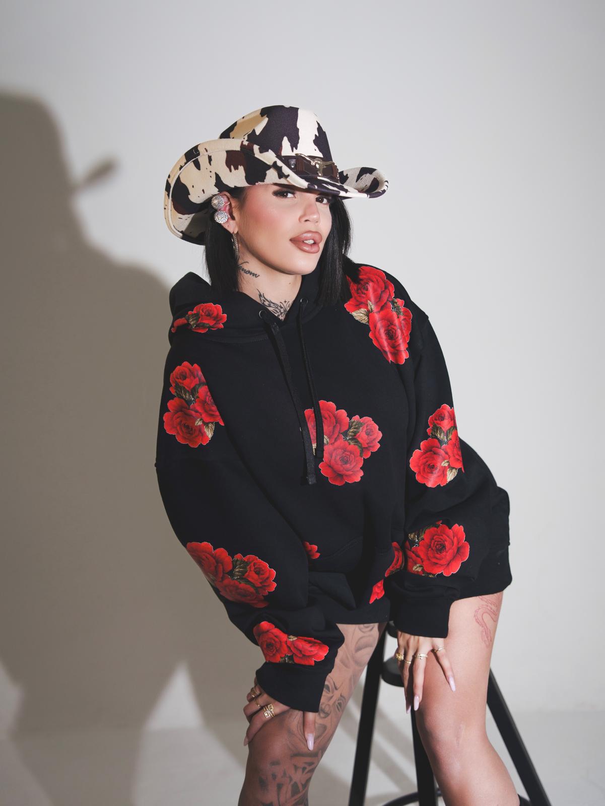 Felpa con cappuccio oversize con stampa 3D