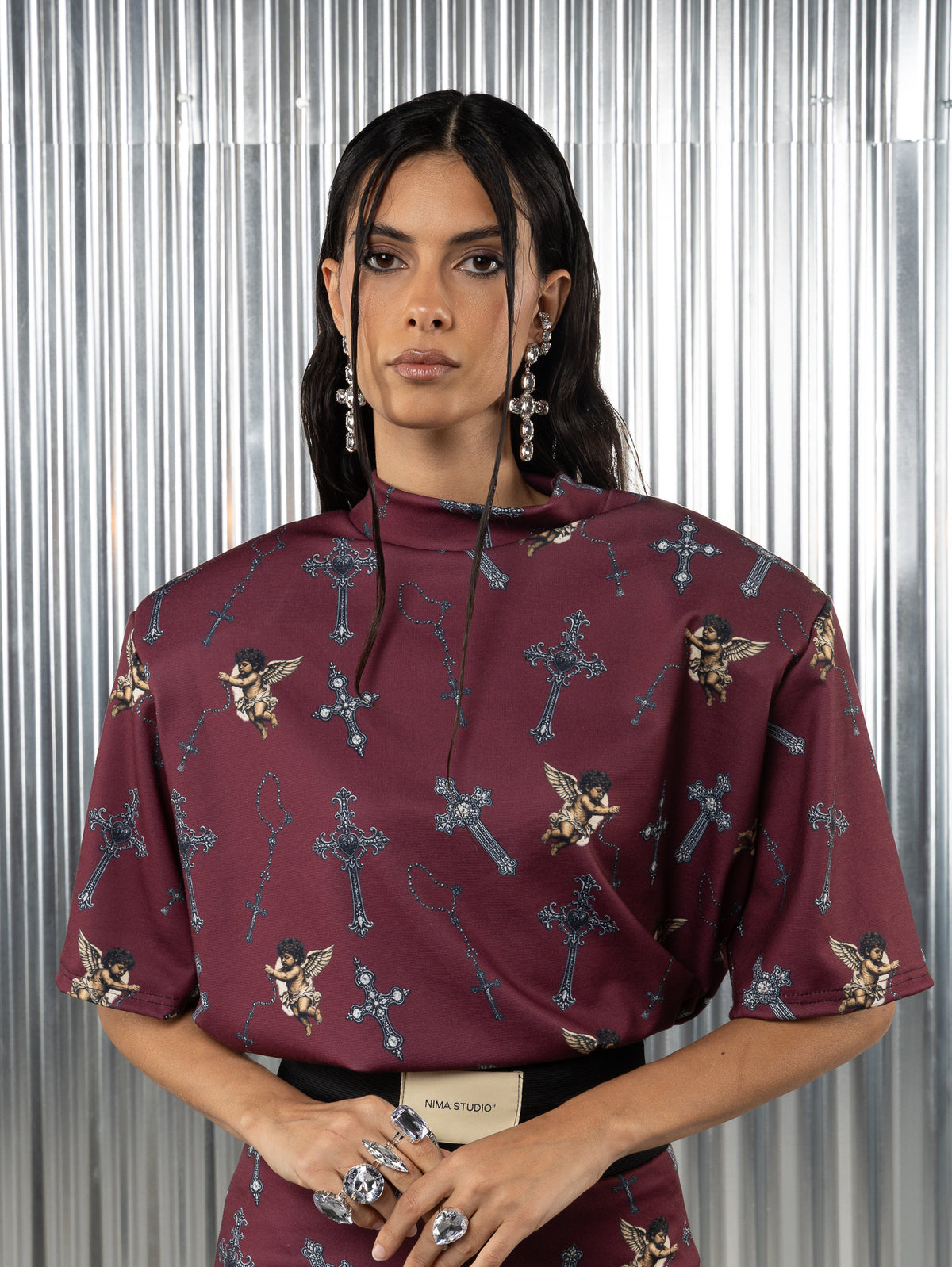 T-shirt sacra pattern angeli