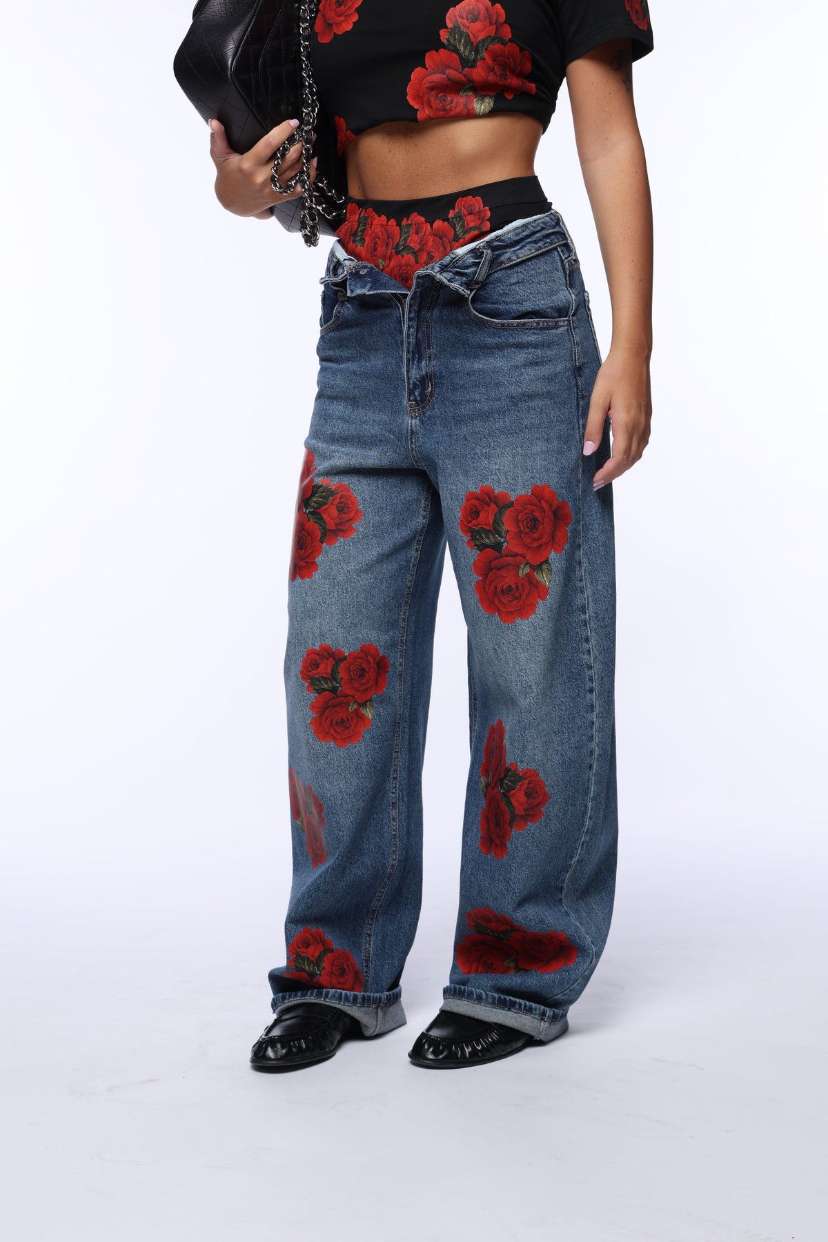 Ballon Denim chiaro rose rosse