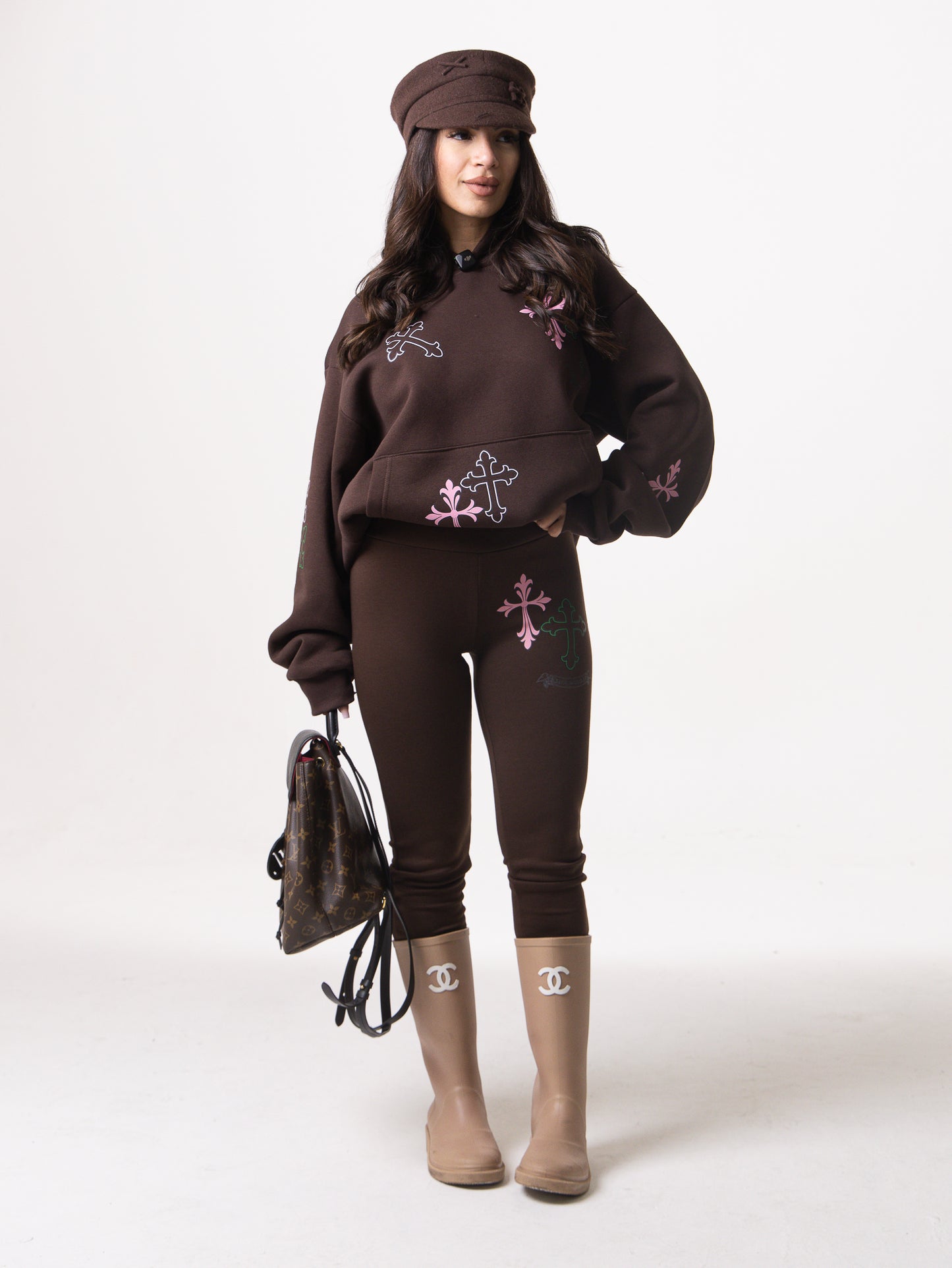 Box felpa croci rosa + leggins