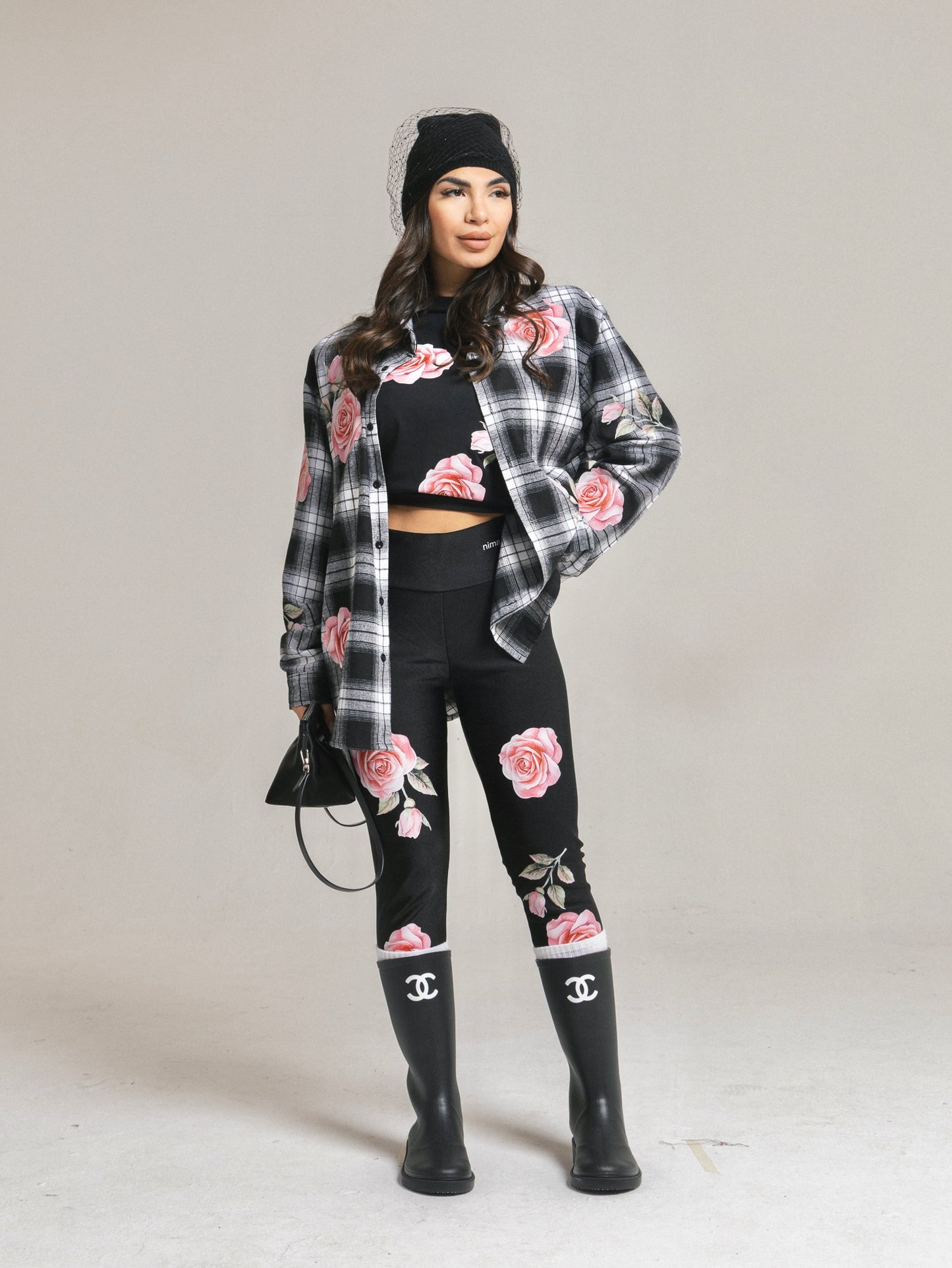 Camicia flanella quadri rose rosa