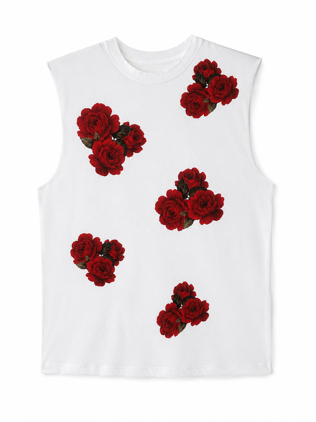 T-shirt giro maniche rose rosse