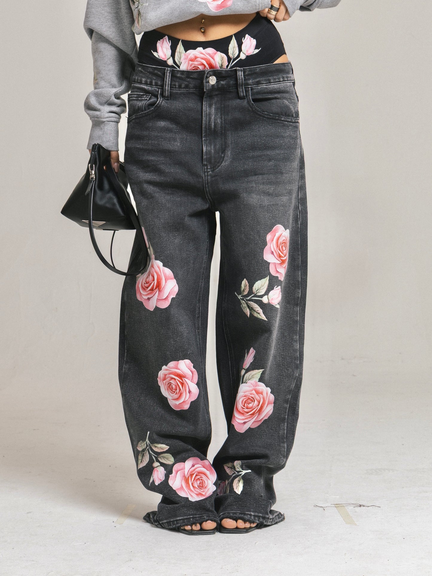 Ballon grigio slavato Rose rosa