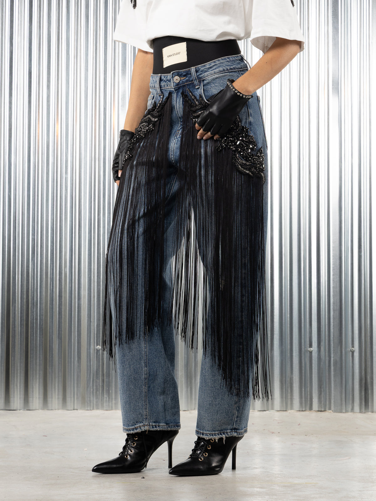 Denim sacra applicazioni pietre