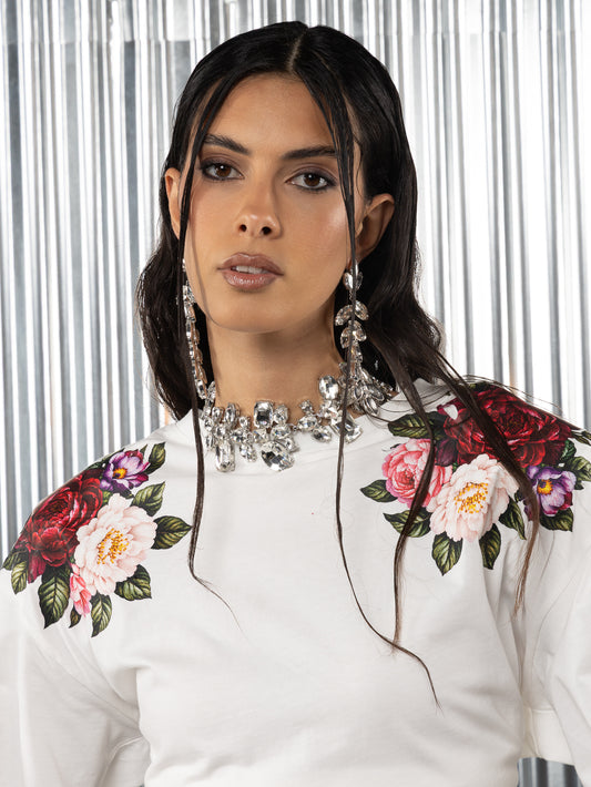 T-shirt manica lunga sacra con fiori