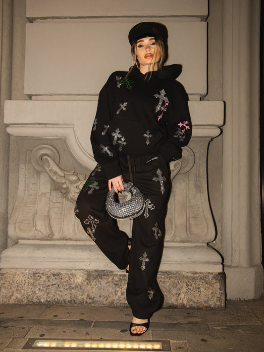 Pant. Tuta strass croci