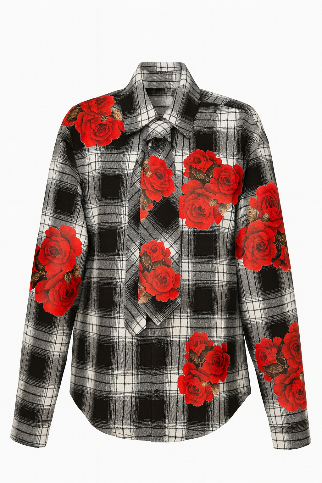 Camicia in flanella a quadri con stampa 3D