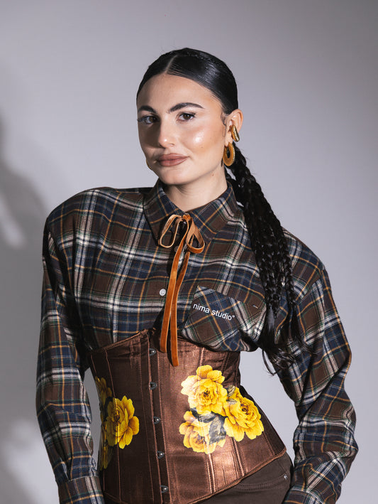 Camicia in flanella quadri marrone