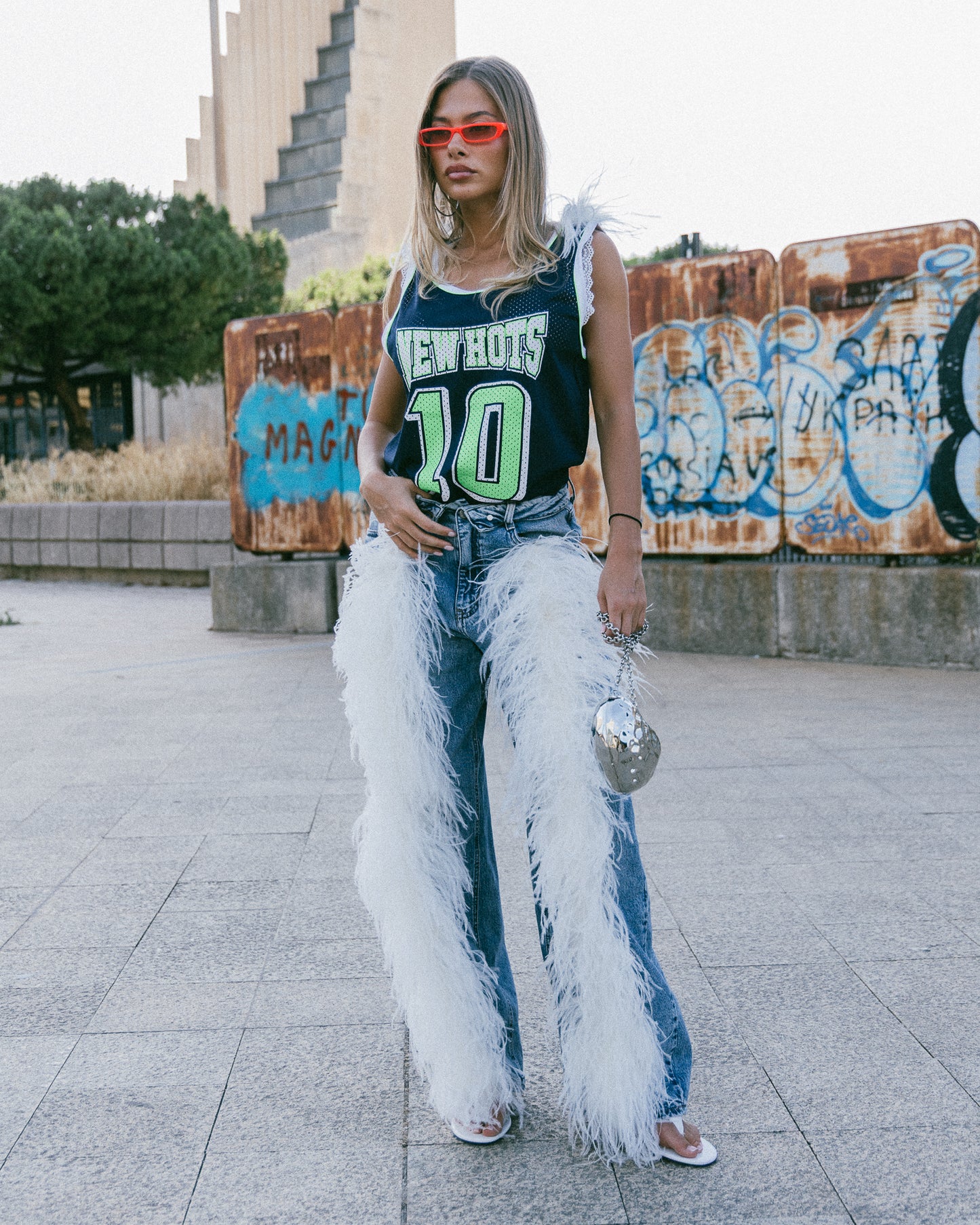 Denim piume