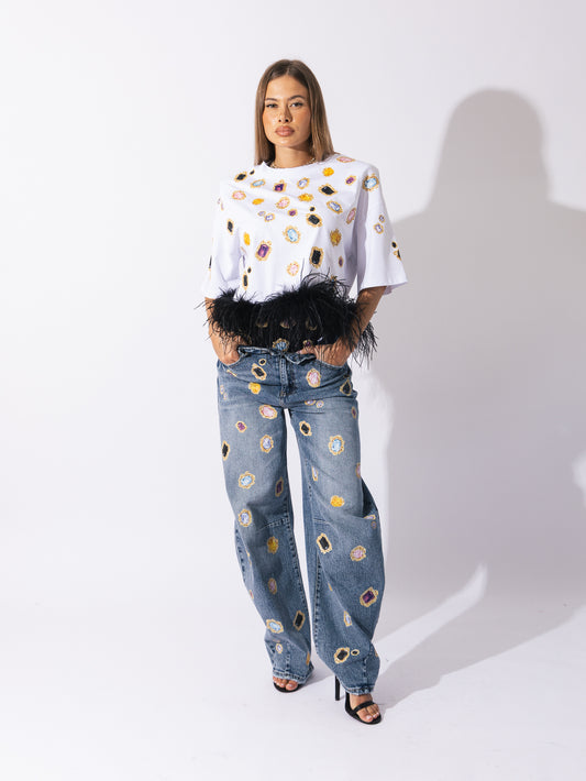 T-shirt bijoux piume